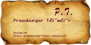 Pressburger Tömör névjegykártya